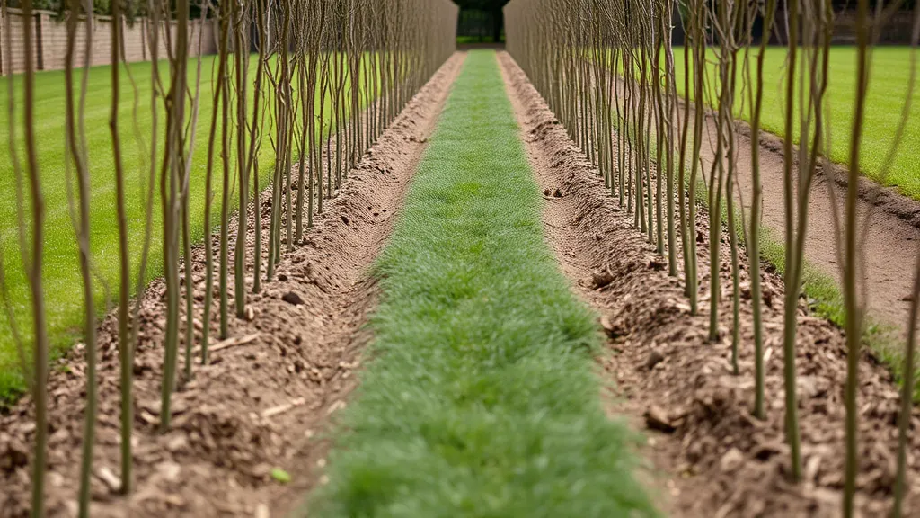 A garden by the practice in its eighth summer, hedge and grass path